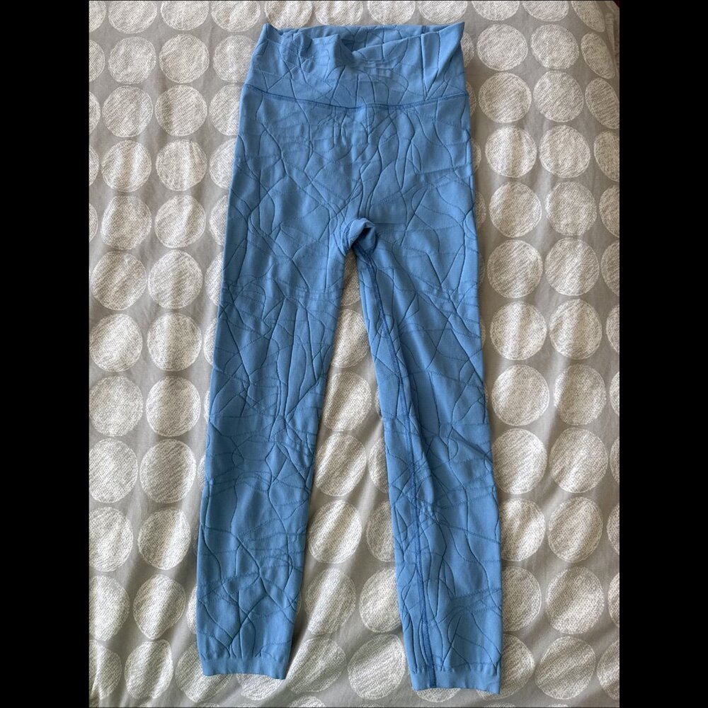 Sweaty Betty Motion Jacquard 7/8 Leggings Pants Regatta Blue Sz M